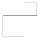To kvadrater som henger sammen i ett hjørne.